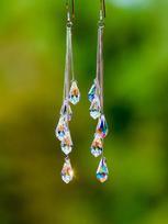 Elegant Silver-Plated Long Crystal Water Drop Tassel Earrings for Women yellow