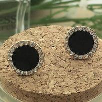 High-end Temperament Black Round Rhinestones Earrings Women's Jewelry And Retail Brincos Licorne black