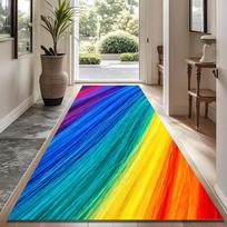 Vibrant Rainbow Streak Runner Rug - Colorful Abstract Gradient Floor Mat for Hallway, Entryway  Modern Home Decor 50x160cm 20x63inch blue