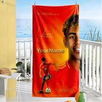 Lamine Yamal Customize Your Name Beach Towel Super Soft & Absorbent Suitable for Swimming Gym Camping Yoga Vacation 70cmx140cm(27x55inch) orange