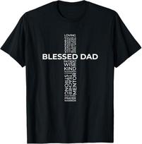 Krikščioniškas Palaimintas Tėtis Kryžius Tėvo Diena Marškinėliai T-shirt 4XL black