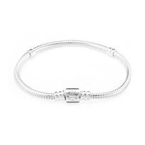 PANDORA 598816C00 Moment Barrel Clasp Snake Chain Silver Bracelet white