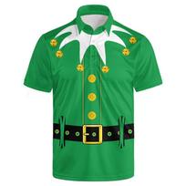 Holiday essential! Elf Inspired Short Sleeve Polo Shirt, Festive Style M green