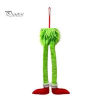 Decorative Elf Props for Christmas Funny Legs Car Hanging Ornament, Tree Decor with Soft Indoor Outdoor Holiday Plush, Red Green Pendant Rearview M green