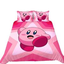 Antklodės užvalkalas Kirbys Star Allies 3D Išskirtinis Žaidimas Anime Skaitmeninė spauda Lovos patalynės komplektas Antklodė Lova Jaunimui Namų dekoras Vaikams Berniukui Dovana 100x135cm pink