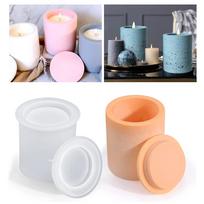 Pasidaryk pats cilindriniai silikoniniai žvakių formelės su dangteliu Daugiafunkciniai nepralaidūs rankų darbo indai žvakių gamybai Translucent beige