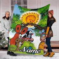 Personalized Custom Name Blanket - The Little Mole Print Design,Blanket for Sofa,Bed,Travel,Camping - Soft and Warm, Great Gift 130cmx150cm yellow