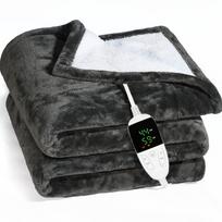 Heated Blanket 59 x 70.8 10 Heating Settings Auto Shut-Off Machine Washable with Hand Controller 110-V 145*65cm Flannel gray