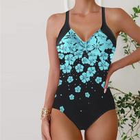 Moteriški maudymosi kostiumėliai Tankini 2 dalių maudymosi kostiumėlis Rose Red Flowers Spausdinti atostogų maudymosi kostiumėliai S žalsvai mėlyna