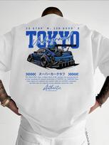 Men's Racing Car JDM Drift T-Shirt Tokyo Speed Graphic Drift Racing Design with Text Loose Fit XXL gray