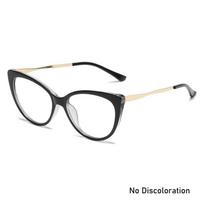 Retro Color Changing Anti Blue Light Glasses Cat Eye Metal Frame Eyeglasses Fashion TR90 Anti Blue Light Blocking Glasses black