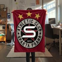 AC Sparta Praha logotipas Flanelinis pledas, Aukštos kokybės Patogus visiems sezonams, Namų dekoras, Šiluma ir komfortas 80cm x 120cm white