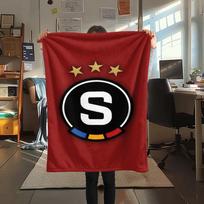 AC Sparta Praha logotipas Flanelinis pledas, Aukštos kokybės Patogus visiems sezonams, Namų dekoras, Šiluma ir komfortas 80cm x 120cm white