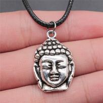 17 Styles Buddha Statue Pendant Necklace Black Leather Cord Chain Necklace Factory Price Handmade Jewelry brown
