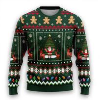 8-bit Pixelate Graphic Ugly Christmas Sweater Clothing Snowy Santa Mens Funny Ugly Sweaters Xmas Holiday Crew Neck Sweatshirt 5XL gray