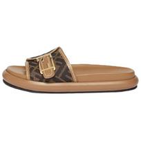 FENDI Wide Band Flat Slides Women's 8X8404AJZFF1ICN 37 brown