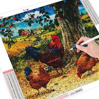 5D Diamond Painting Full Round Cock DIY Diamond Art Embroidery Animal 40x40CM