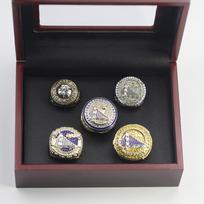 Golden State Warriors Championship Rings Set: 1975, 2015, 2017, 2018, 2022 (5-Piece) Size 8 black