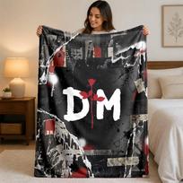Depeche Mode Print Flannel Blanket Cozy Lightweight Plush Throw Blanket For Bed Sofa Household Use 75x90cm gray