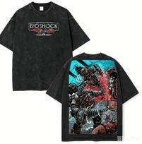 BioShock Washed T-shirt 2026 New Model personality Clothes shirt Vintage Loose Year round clothing Breathable Couples Classic XL black