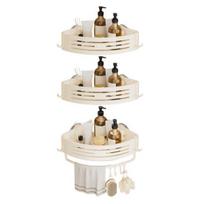 Suction Cup Corner Shelf Triangle Corner Shower Caddy No Drilling Adjustable Bathroom Organizer with Towel Bar Storage Rack for Shower Kitchen Size#3pcs B balta