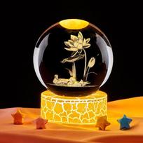 Crystal Ball Ornament: Mandarin Ducks & Lotus Flowers - Holiday Gift for Girlfriend beige