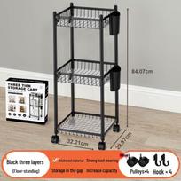 Compact Household Multi-Layer Trolley: Floor-Standing Kitchen Storage Rack white