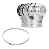 Wind Powered 304 Stainless Steel Turbines Vent with Round Mount Base Air Vent Attics Ventilators for Rooftop Airflows gray