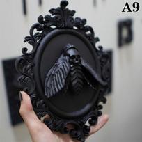 Gothic Art Resin Animal Head Wall Decor Baroque Style Wall Hangings Frame Vintage Bat Wall Sculpture Home Decor Gothic Statue A9 black
