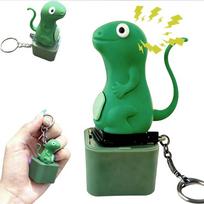 Croaking Rechargeable Frog Keychain With Vibrant Multi-Colored Light And Finger Button Clicker Stress Easing Funny Frog Lizard Snake Design green