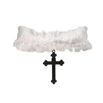 Halloween Party Lace Cross Choker Necklace Set with Collar and Decorative Necklace for Masquerade One Size balta