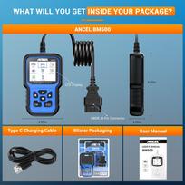 ANCEL BM500 OBD2 Scanner Airbag EPB SAS CBS Reset Full System OBD 2 Diagnostic for BMW Car Diagnostic Tool BM500 black