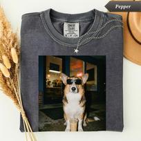 Funny Corgi Drinking Iced Coffee Shirt, Comfort Colors® Corgi Tee, Dog Mom Gift, Animal Meme Graphic Tshirt, Humorous Pet Lover Novelty 130 black