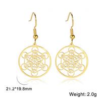 Archangel Metatron Geometric Earrings for Women Hollow Secret Geometry Charms Amulet Jewelry Drop Dangle Earrings Christmas Gift beige