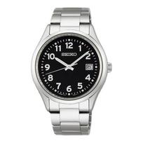 SEIKO 100 meters waterproof solar Quartz Steel Strap 38.7mm men's watch black dial SBPX155 juoda