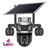 Solar PTZ Security Camera – 4G, 4‑Lens, 4‑Screen Display, Wireless Outdoor Surveillance 【4 Lens】WIFI Version