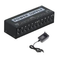 Nešiojamas gitaros pedalų maitinimo šaltinis, 10 išvesties kanalų įvairiems įtampos poreikiams, 9V/12V/18V maitinimo blokas black