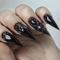Spicy Gothic Luxury Rhinestone Nail Art Stickers and Wearable False Nails gray