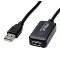 USB laidas Secomp Standartinis USB 2.0 prailginimo laidas, aktyvus su kartotuvu, juodas, 15 m