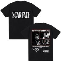 2026 filmo Scarface Tony Montana Al Pacino Grafinis marškinėlis 90-ųjų Vintage mada Unisex Moterys Harajuku Marškinėlis Medvilniniai Marškinėliai M black