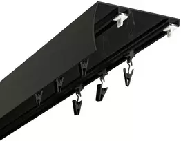 Decastyl PAKABINAMOSIOS LUBŲ BĖGIAI SU DANGTELIU PLATUS ATSTUMAS TARP BĖGIŲ 102 MM SLANKIKLIAI SU KABLIAIS 500 CM ALIUMININIAI JUODI DVIEJŲ KOWALSKI