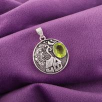 Peridot Gemstone 925 Sterling Silver Jewelry Handmade Pendant 1.29''Gift For Her CP-39-2 gray