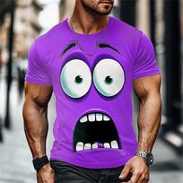 Vyriški Animacinių Filmų Juokingų Veidukų Grafikos Marškinėliai Vasariniai Naujoviški Trumpomis Rankovėmis Laisvi Unisex Viršutiniai Drabužiai Šaliai Kostiumams XL purple