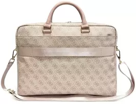 Dėklas Guess PU 4G Stripe Metal Logo kompiuterio krepšys 16' rožinis