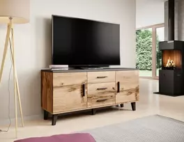 TV staliukas Komoda LOTTA 150 (2D3S) ąžuolo spalvos/juoda