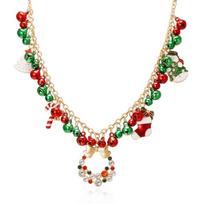 Stylish Pendant Choker Necklace Portable Accessory for Women with Christmas Tree and Garlands Bowknot Pendant Designs 1 beige