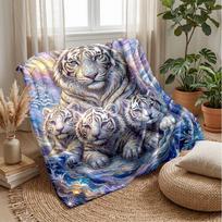 White Tiger Family 2 Theme blanket Lightweight Warm Flannel Blanket Decorative Throw Blanket for Home Decoration 75x90cm