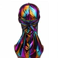 Cross-Dressing Durag: Imitation Silk Long Tail Pirate Cape Wrap Hat for Hip Hop Style One Size black