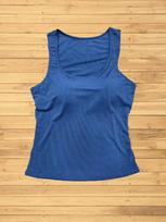 Spicy Girl Plus Size Strappy Back Tank Top with Chest Pads – Slimming and Stylish Large mėlyna