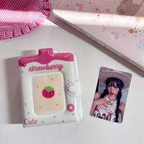 Strawberry Milk Bottle Card Holder: 3-Inch Polaroid Photo Storage for Star Fans